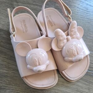 Mini Melissa Kids Pink Mickey And Minnie Sandals
